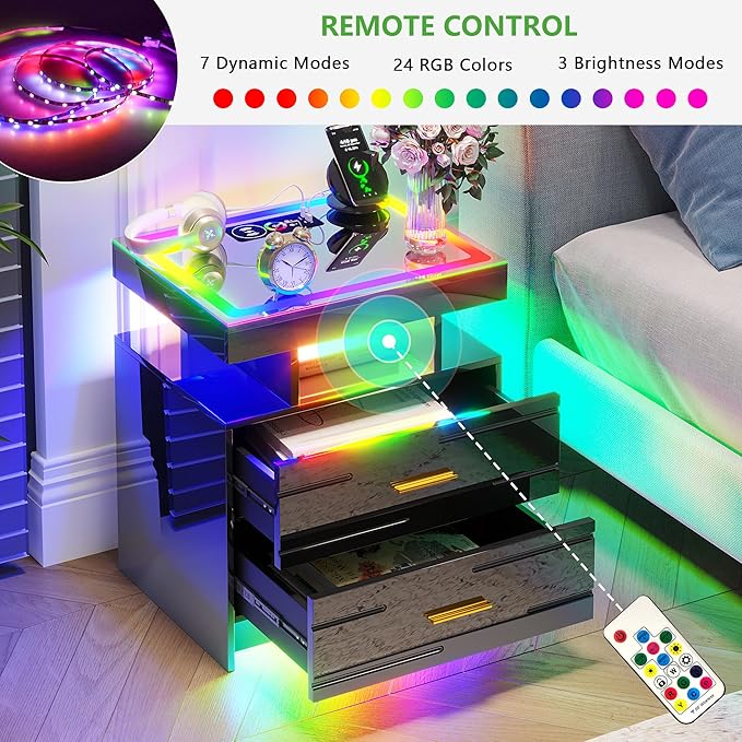 HNEBC LED Nightstand Set of 2 - Image 4