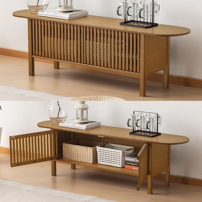Bamboo TV Stand for TVs up to 65", Accent Entertainment Center - Image 5