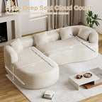 Luxury Modern Tight Curved Back Sofa, 4 Seater Modular Chenille Sectional - Image 2