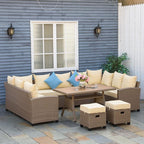 Outsunny 6 Piece Patio Furniture Set, PE Wicker Outdoor Furniture Conversation - Image 2
