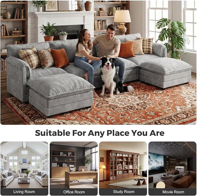 ELUCHANG Oversized 153" Modular Sectional Sofa, Comfy Cloud Couch, U Shaped - Image 3