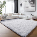 White 6x9 Area Rugs for Living Room Bedroom, Large Fluffy Bedside Throw Rug by ONASAR
