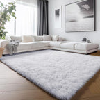 White 6x9 Area Rugs for Living Room Bedroom, Large Fluffy Bedside Throw Rug by ONASAR