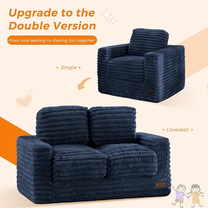 MAXYOYO Extra Wide Kids Bean Bag Chair, Comfy Faux Fur Bean Bag Sofa - Image 9