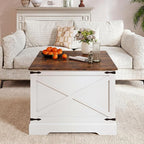 Giantex Farmhouse Lift Top Coffee Table, 31.5" Square Wood Center Table - Image 8
