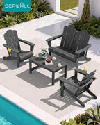 SERWALL Adirondack Bench, HDPE All-Weather Adirondack Loveseat, Outdoor - Image 2