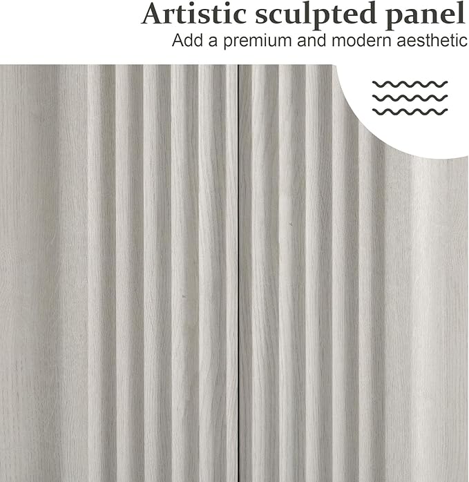 Brafab Buffet Cabinet, Wood Fluted Credenza - Image 3