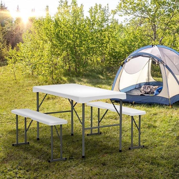 VINGLI Picnic Table Set with 2 Benches, 6 Feet Camping Table Chair Set - Image 8