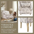Shunzhi Floral Accent Chairs Farmhouse Upholstered Armchair Linen Reading Chair - Image 5
