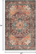 Yamaziot Washable Area Rug, 4x6 Non-Slip Boho Living Room Bedroom Rug | Stain - Image 2