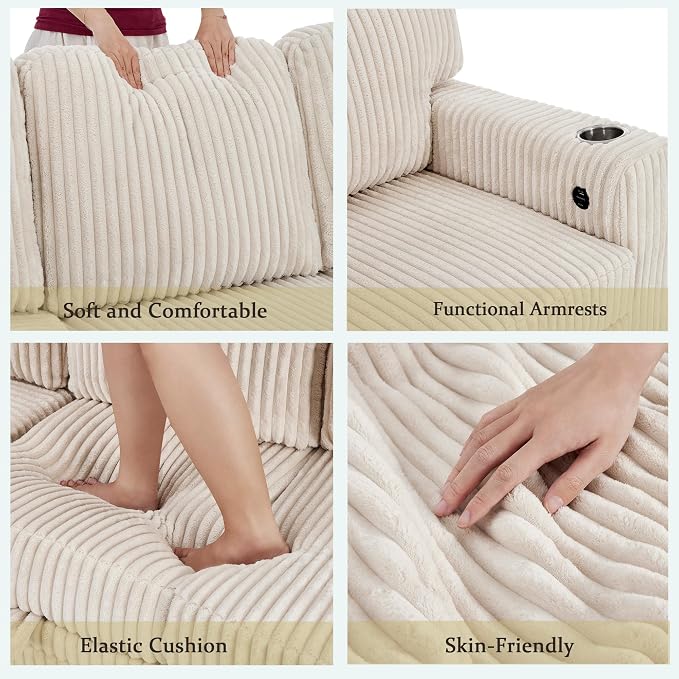 L-Shaped Sectional Couch with Storage and Pull Out Bed, Convertible Sofa Bed - Image 8
