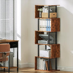 Furologee 6 Tier Bookshelf, Tall S Shaped Geometric Bookcase, Modern Display - Image 9