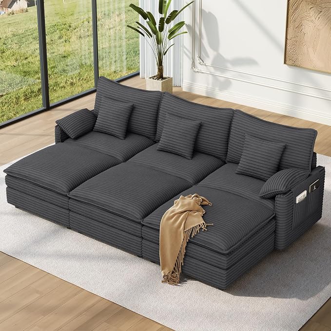 Vesgantti 108" Sectional Sleeper Sofa, 6-Seater Oversized Modular Cloud Couch by Vesgantti