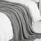 BOURINA Greyish Throw Blanket 50x60 Inches Throw Textured Solid Soft Sofa Couch - Image 4