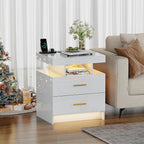 Smart Night Stand with Charging Station, Modern White Nightstand with 24 Color - Image 4