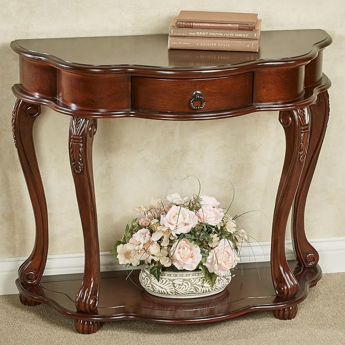Touch of Class Eudora Natural Cherry Console Table | Half Round Wooden Vintage - Image 2