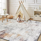 Rugflix 5x7 Area Rugs for Living Room, Washable Beige Grey Large Rug | Machine - Image 8