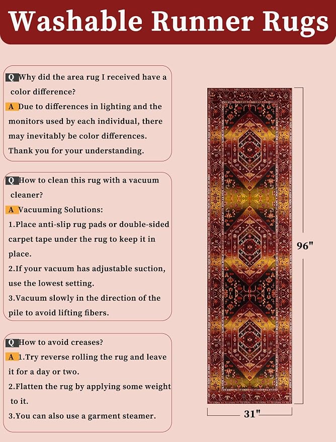 SERISSA 2'6"x8' Washable Non Slip Boho Runner Rug - Image 6