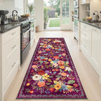 Purple Hallway Runner Rug 2x6 for Kitchen Bathroom | Rubber Backing; Non Slip; - Image 6