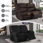 ANARACHON Leather Look Loveseat Recliner Cover, 6-Pieces Stretch Dual Recliner - Image 6