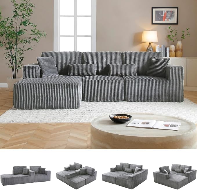 110" Cloud Sectional Couch, Modular Sectional Sofa - Image 7