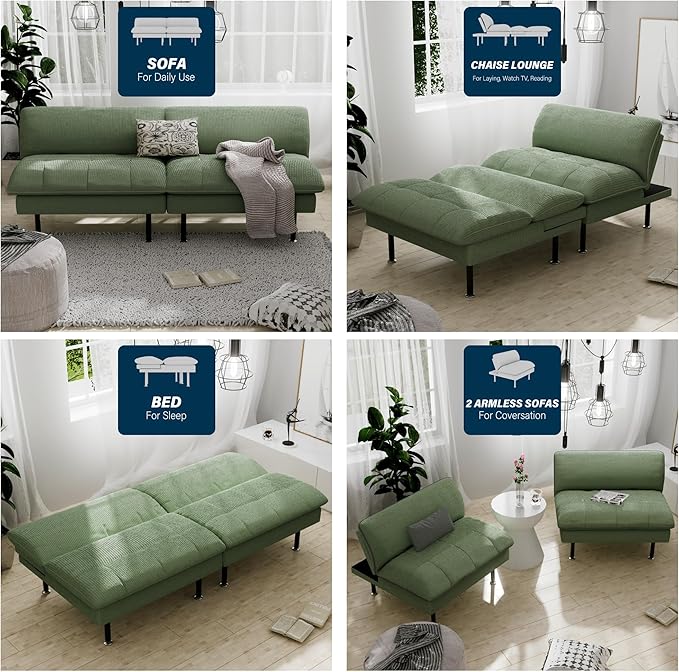 Ribilake 2 Sets 70" Futon Sofa Bed, 4 in 1 Multi-Function Couch Sleeper - Image 4
