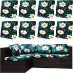 8Pcs Outdoor Cushion Covers, Elastic Patio Cushion Covers | Washable, by dreahoteztil