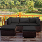 Tangkula 5 Piece Patio Rattan Furniture Set, Outdoor Sectional Rattan Sofa Set - Image 2