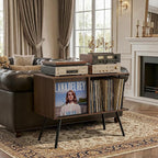 Faesun Flip Top Record Player Stand, Large Turntable Stand Holds up to 150+ - Image 2