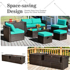 Tangkula 8 Piece Patio Furniture Set, Patiojoy Outdoor Space Saving PE Rattan - Image 6