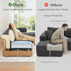 Welzona 103" Modular Sectional Sofa, Minimalist Comfy Cloud Couch Sectional - Image 9