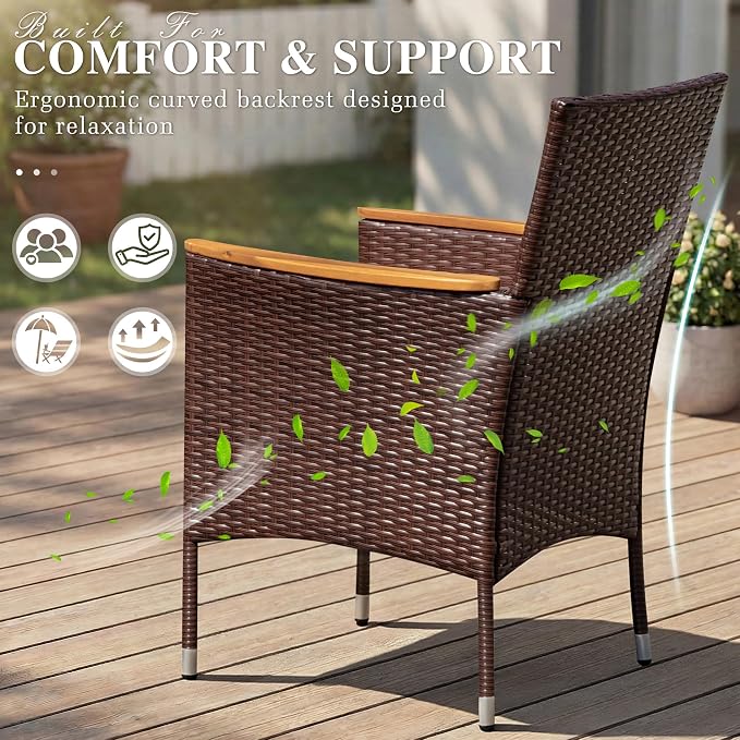 Devoko Outdoor Patio Dining Sets 9 Pieces Wicker Outdoor Dining Table and - Image 4