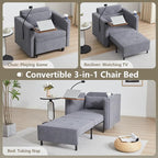 LEVNARY 3-in-1 Convertible Sleeper Chair Pull Out Bed, Single Sofa Chair Sleeper - Image 3