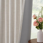 INOVADAY Linen Textured 100% Blackout Sliding Door Curtains 102x84 Beige | 1 - Image 7