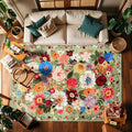 Green Floral Washable Area Rug 6x9 by WelcometoBabovid