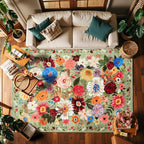 Green Floral Washable Area Rug 6x9 by WelcometoBabovid
