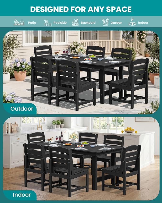 SERWALL Patio Dining Sets for 10 Person, HDPE Dining Set - Image 8