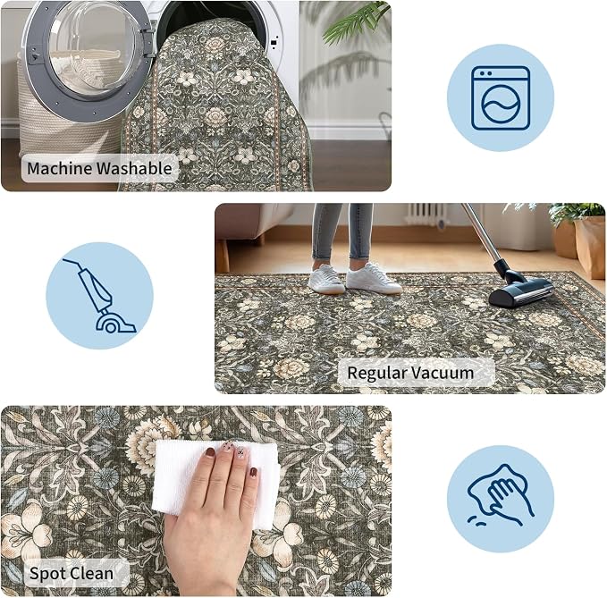 GarveeHome Washable Runner Rug 2x6, Non Slip Floral Kitchen Runner - Image 6