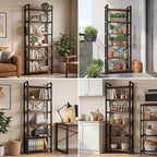 IRONCK Bookshelf 6-Tier Ladder Shelf 110lbs Display Shelf Vintage Industrial - Image 7
