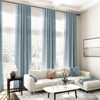 Light Blue Linen Curtains 102 Inches Long Rod Pocket Back Tab Drapes 2 Panels - Image 7