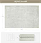 6x9 Washable Area Rugs for Living Room, Dining Room | Neutral, Ultra Soft Faux - Image 2