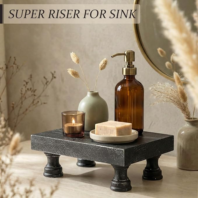 EOSAHR Stylish Rustic Pine Wood Riser Display Stand - Image 3