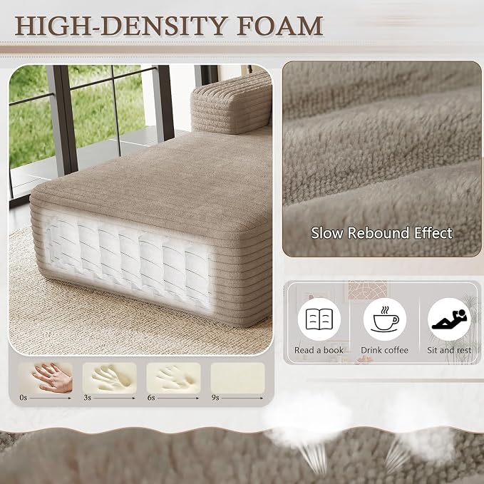 95" Cloud Sectional Couch U-Shaped Chaise - Image 4