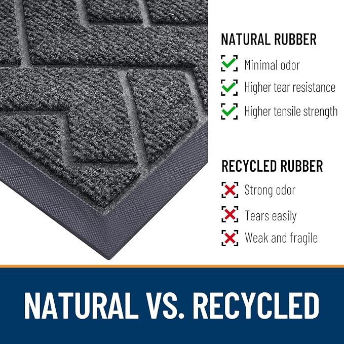 OLANLY Front Door Mat Outside 47x17, All-Season Absorbent Rubber Doormat | Grey - Image 5