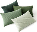 MIULEE Soft Corduroy Decorative Lumbar Pillow Covers Forest Green 12x20 | Set by MIULEE