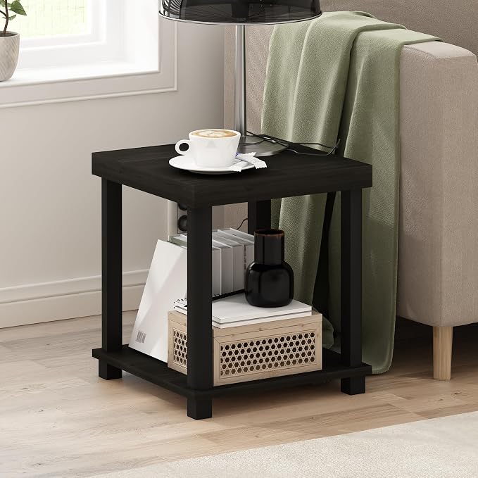 Furinno Turn-N-Tube Side Table, 2-Tier Thick Tabletop End Table - Image 2