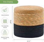 Wimarsbon Round Pouf Ottomans, Handwoven Natural Water Hyacinth Seagrass Pouffe - Image 3