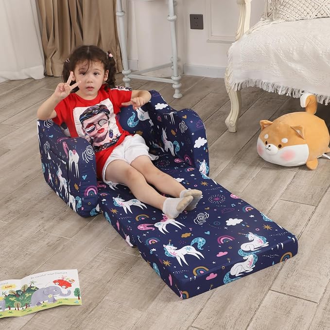 MOMCAYWEX Kids Sofa, 2-in-1 Flip-Out Foam Couch, Foldable Soft Play Lounge Chair - Image 7
