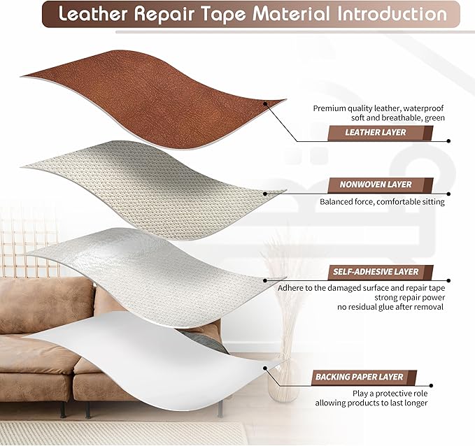 KING MOUNTAIN Leather Repair Patch, 16 x 60 Inches self Adhesive Leather Repair - Image 3