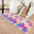 Fluffy Colorful Rug for Bedroom 3x10 ft Kawaii Tie-Dyed Area Rug Non Slip Cute by JiaoBaba